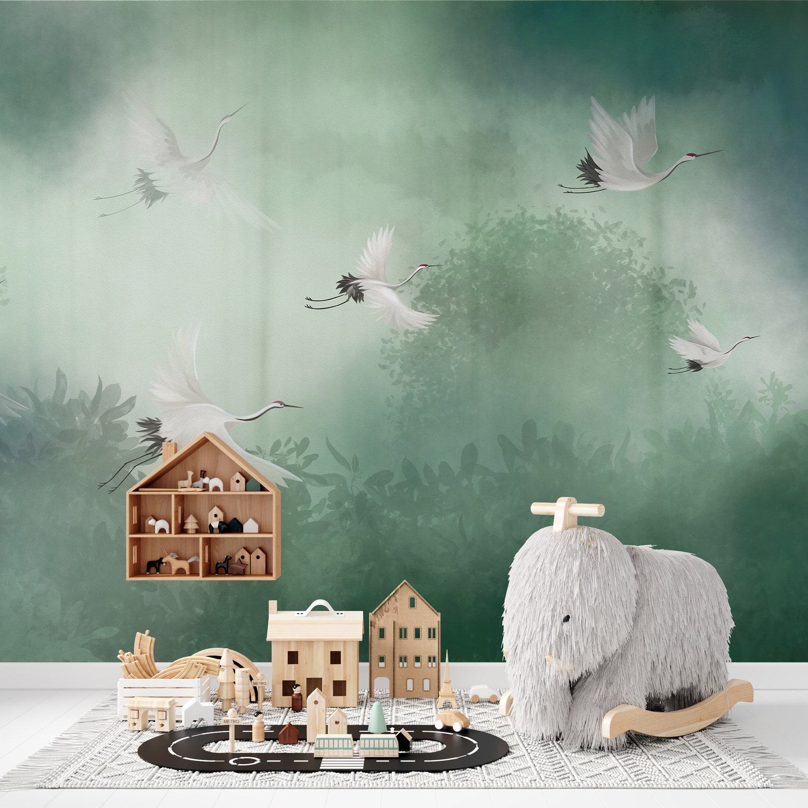 Enchanting Forest Nursery Wallpaper Self-Adhesive, Removable Peel and Stick for Kids’ Rooms