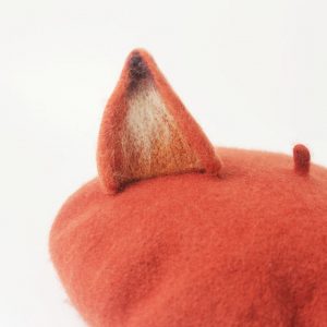 Enchanting Fox Beret Handmade Wool Felted Beret with Playful Fox Ears
