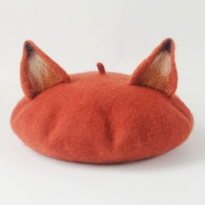 Enchanting Fox Beret Handmade Wool Felted Beret with Playful Fox Ears