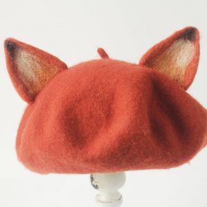 Enchanting Fox Beret Handmade Wool Felted Beret with Playful Fox Ears