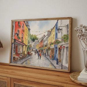 Enchanting Galway Cityscape Watercolor Art Print of Quay Street, Ireland