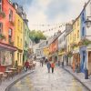 Enchanting Galway Cityscape Watercolor Art Print of Quay Street, Ireland