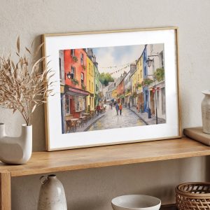 Enchanting Galway Cityscape Watercolor Art Print of Quay Street, Ireland
