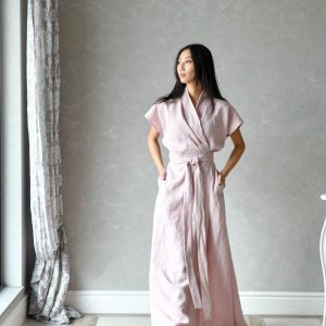 Enchanting HARPER Flowing Linen Wrap Dress for Summer Grace and Timeless Elegance
