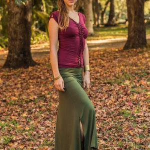 Enchanting Olive Green Maxi Skirt Bohemian Rhapsody for Summer