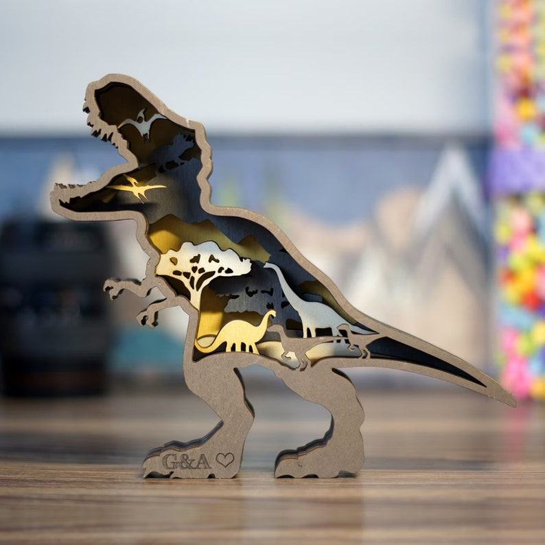 Enchanting Wooden Dinosaur Carvings Illuminate Your Space with Prehistoric Charm