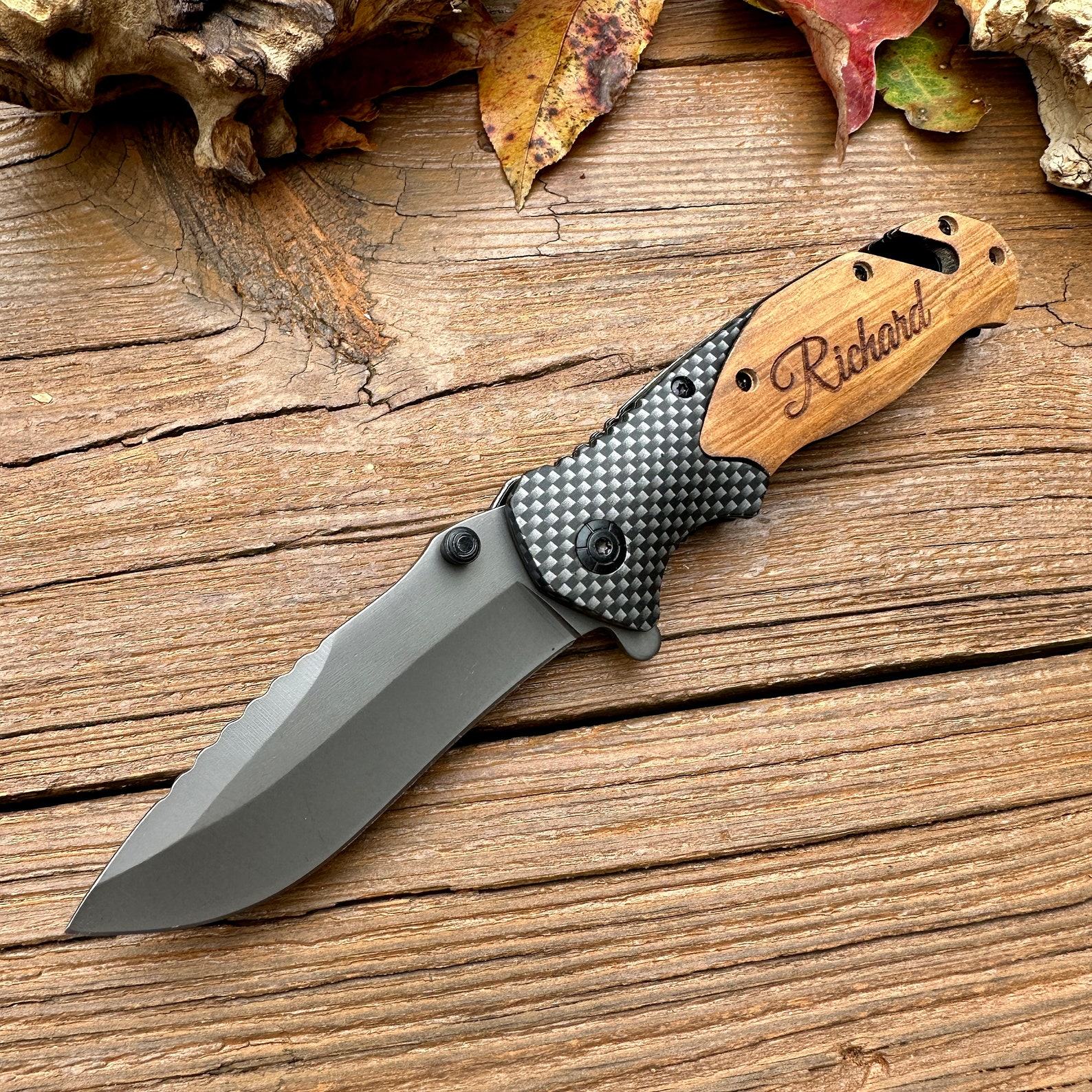 Engravable Pocket Knife for Fishermen The Interesting  Item for Hunters and Outdoor Enthusiasts