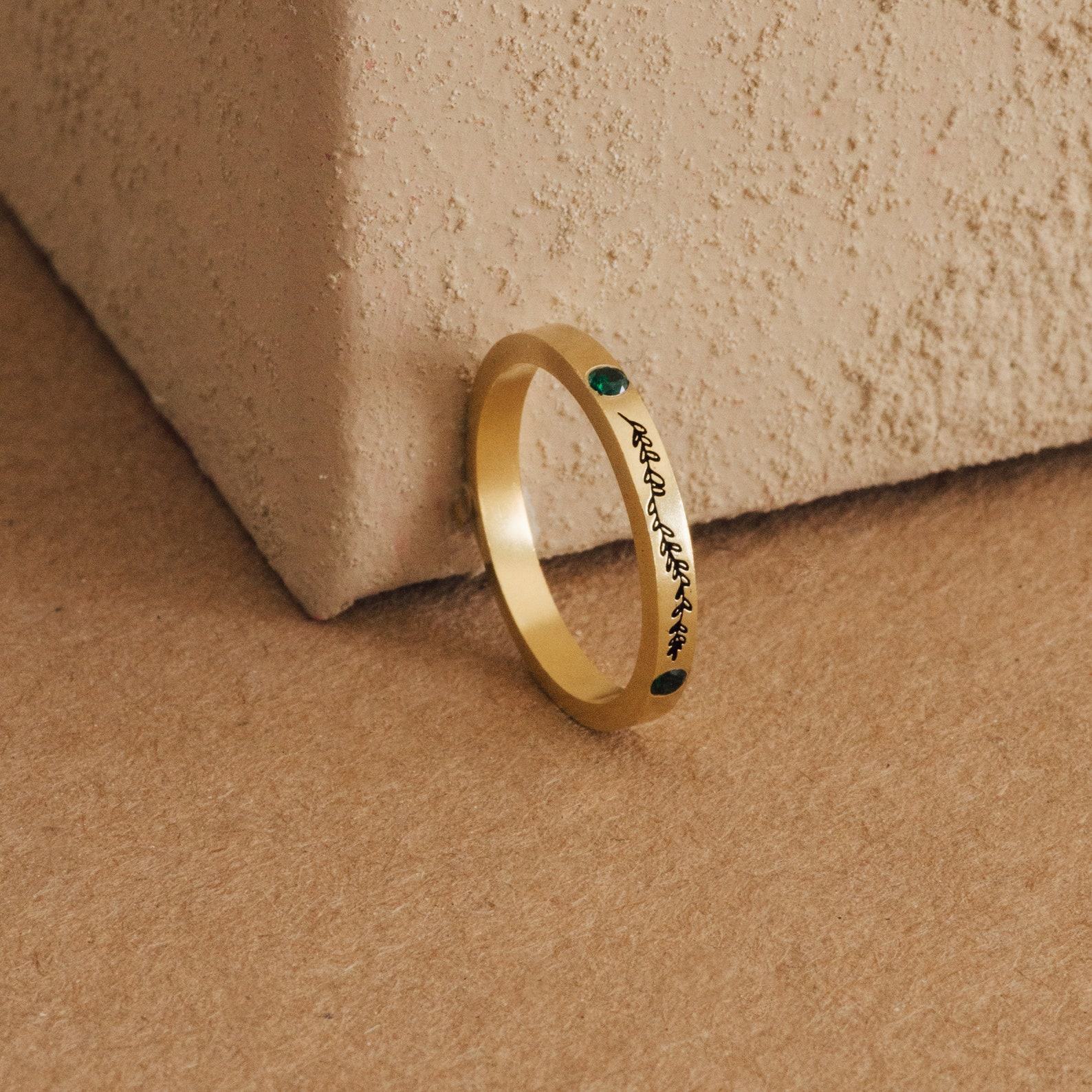 Engraved Floral Birthstone Ring A Timeless Treasure for Mom