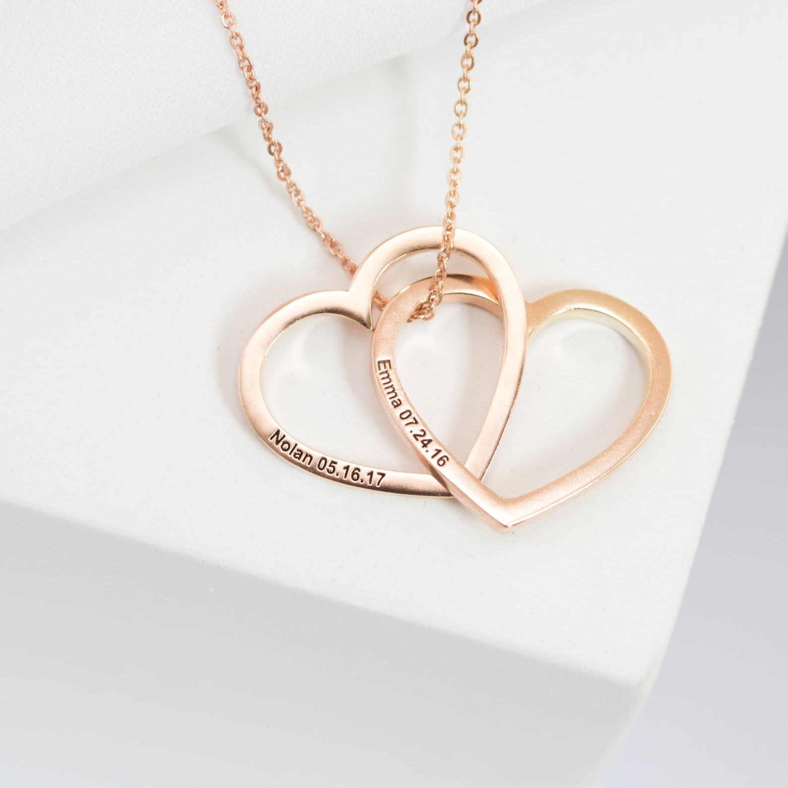 Engraved Heart Necklace Personalized Secret Message Charm for Sisters and Mothers (NM39F30)