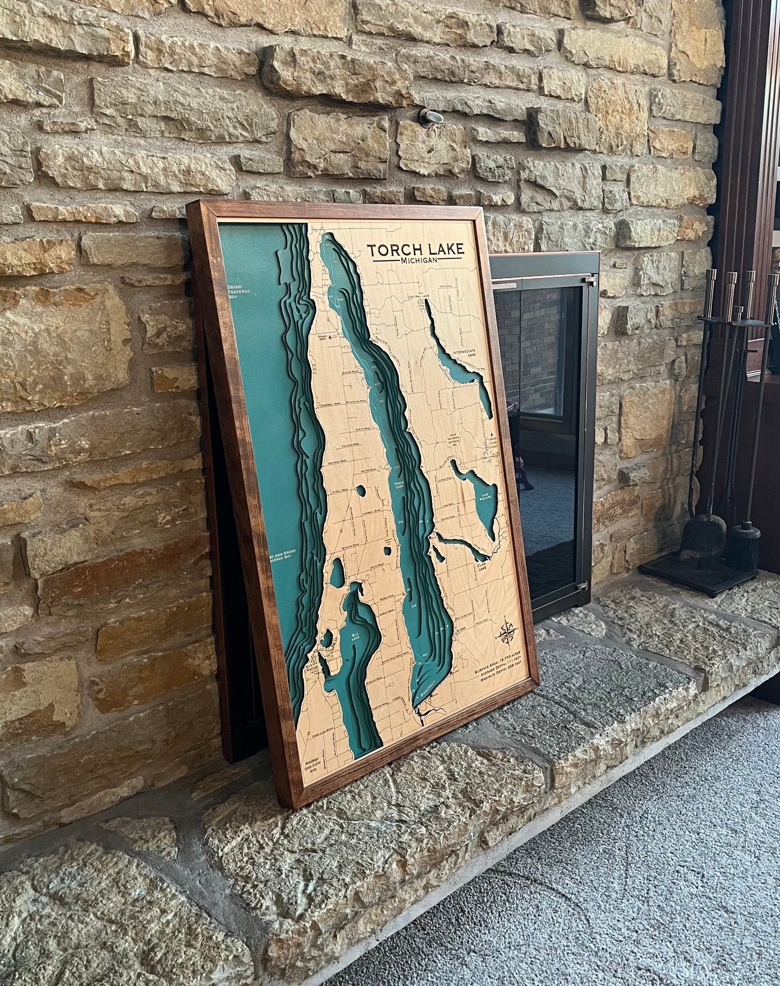 Engraved Lake Map Capture Your Waterfront Memories in Wood - Image 2