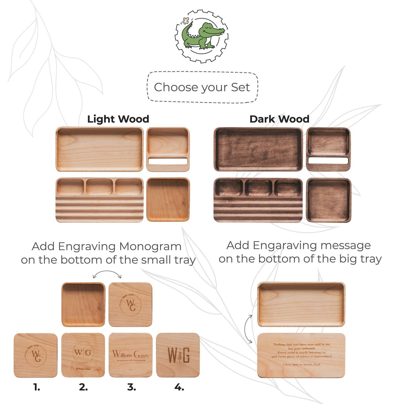 Engraved Wooden Docking Station – Personalized Valentine’s Present for Him – Desk Organizer & Phone Holder