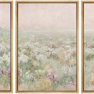 Enliven Your Abode with Nature’s Embrace Framed Canvas Wall Art Set of 3 Wilderness Flower Abstracts