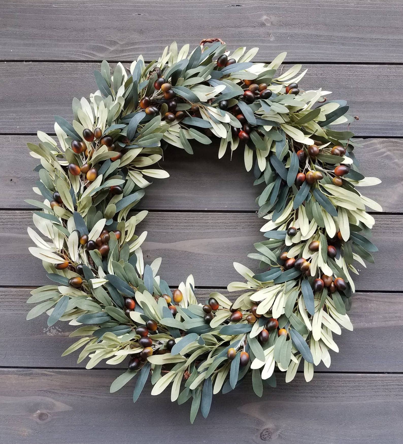 Enliven Your Abode with Our Timeless Faux Olive Wreath A Year-Round Touch of Nature’s Elegance - Image 2