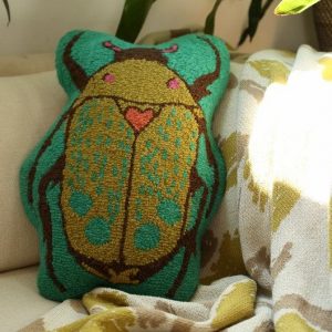 Enliven Your Abode with the Green Beetle Hook Pillow A Botanical Haven for Your Home