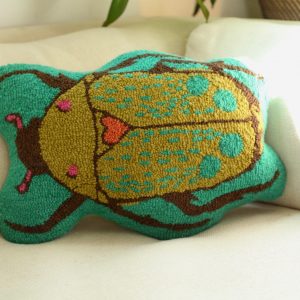 Enliven Your Abode with the Green Beetle Hook Pillow A Botanical Haven for Your Home