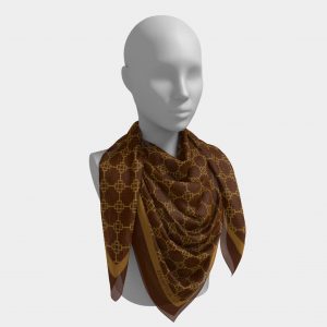 Equestrian Elegance Satin Scarf Adorned with a Horse Bit Motif