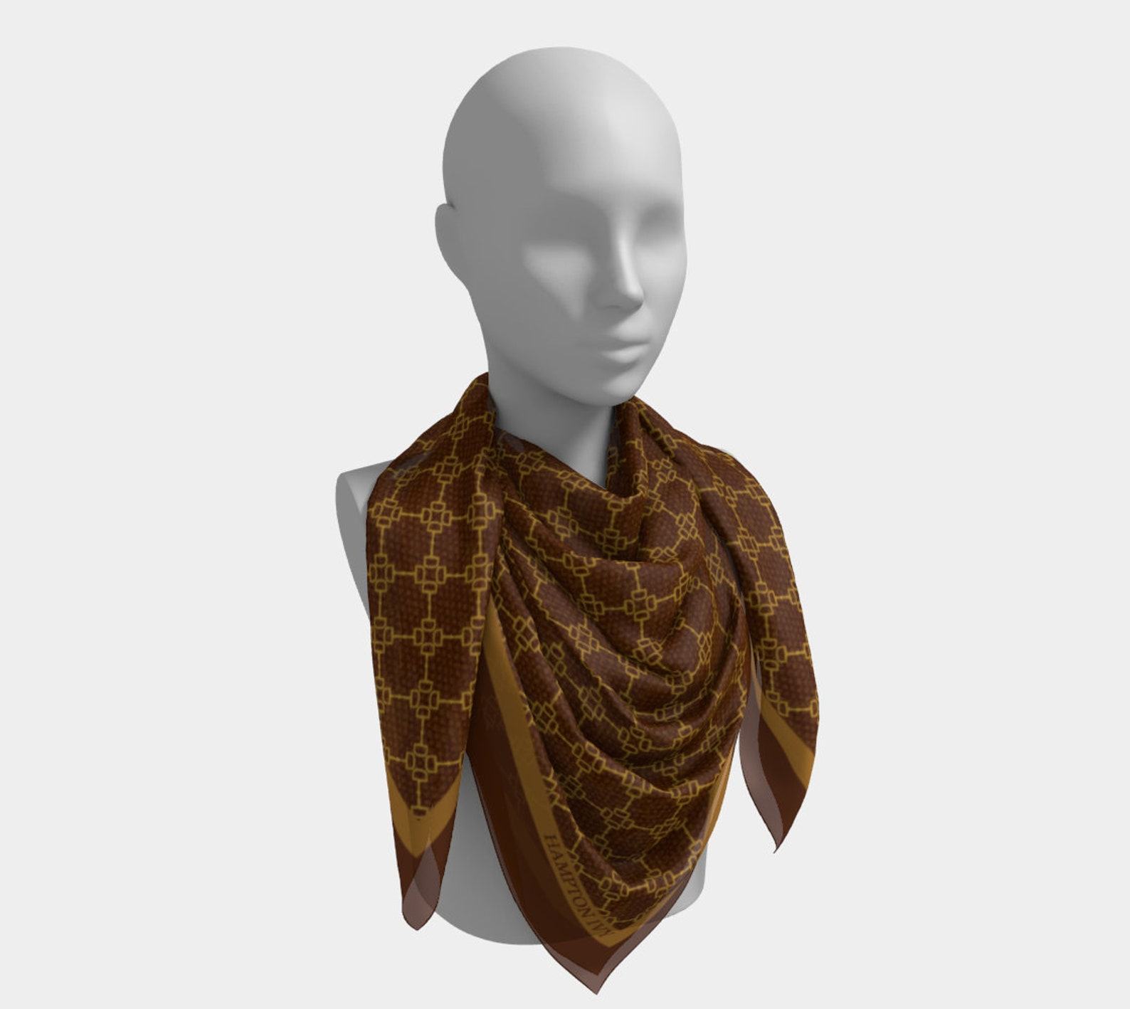Equestrian Elegance Satin Scarf Adorned with a Horse Bit Motif - Image 5