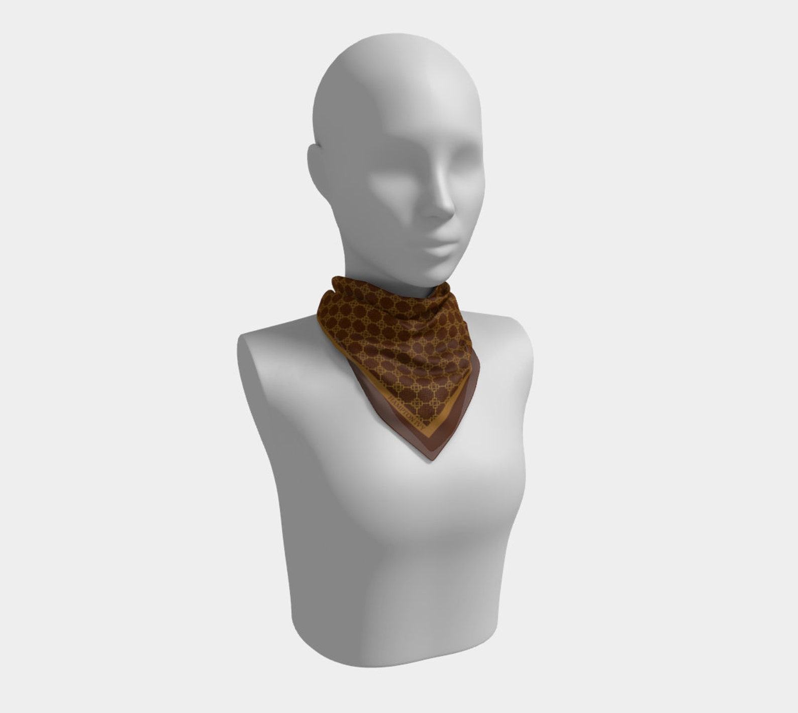 Equestrian Elegance Satin Scarf Adorned with a Horse Bit Motif - Image 2