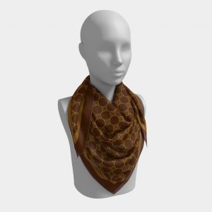 Equestrian Elegance Satin Scarf Adorned with a Horse Bit Motif