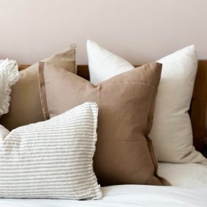 Esmee Natural Beige Stripe Linen Cushion with Duck Feather Inner – Comfort and Style for Your Home