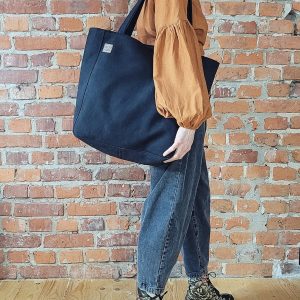 Everyday Black Eco Nubuck Handbag The Perfect Oversized Tote for the Conscious Fashionista