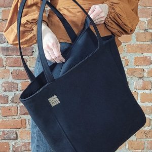 Everyday Black Eco Nubuck Handbag The Perfect Oversized Tote for the Conscious Fashionista