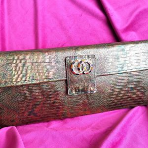 Exclusive Blue-Green Lizard Engraved Italian Leather Wallet XL Size, Unparalleled Craftsmanship