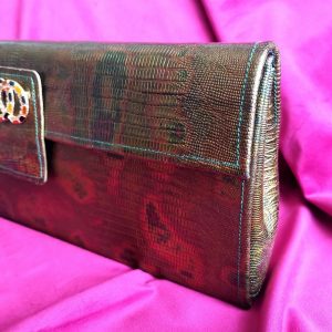 Exclusive Blue-Green Lizard Engraved Italian Leather Wallet XL Size, Unparalleled Craftsmanship