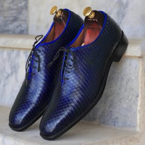 Exotic Python Whole Cut Shoes  Handmade Leather Lace-Ups for Men
