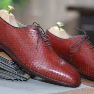 Exotic Python Whole Cut Shoes  Handmade Leather Lace-Ups for Men