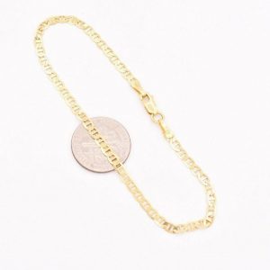 Exquisite 2.7mm Mariner Anchor Link Chain Bracelet in Solid 10K Yellow Gold A Timeless Treasure