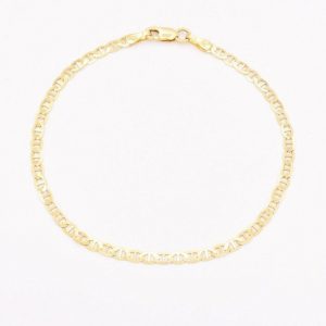Exquisite 2.7mm Mariner Anchor Link Chain Bracelet in Solid 10K Yellow Gold A Timeless Treasure
