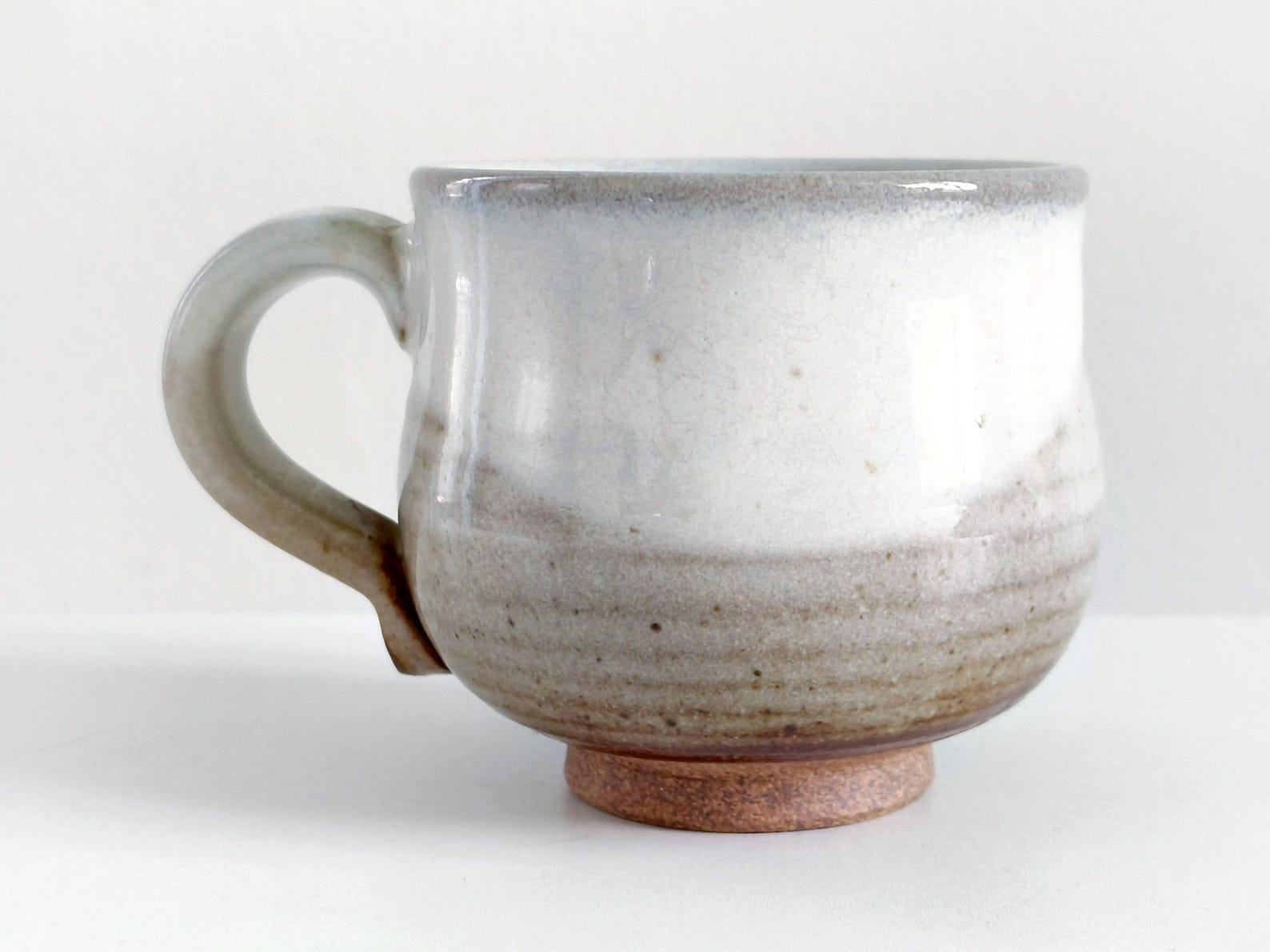 Exquisite 5.1oz Japanese Ceramic Coffee Cup A Symphony of White and Brown - Image 4