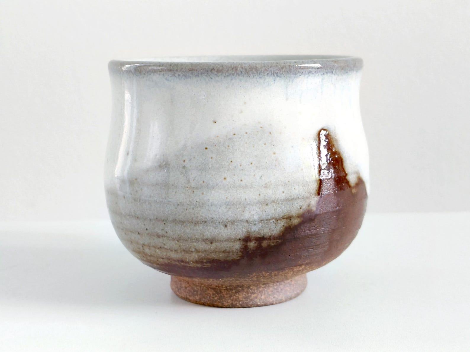 Exquisite 5.1oz Japanese Ceramic Coffee Cup A Symphony of White and Brown - Image 3