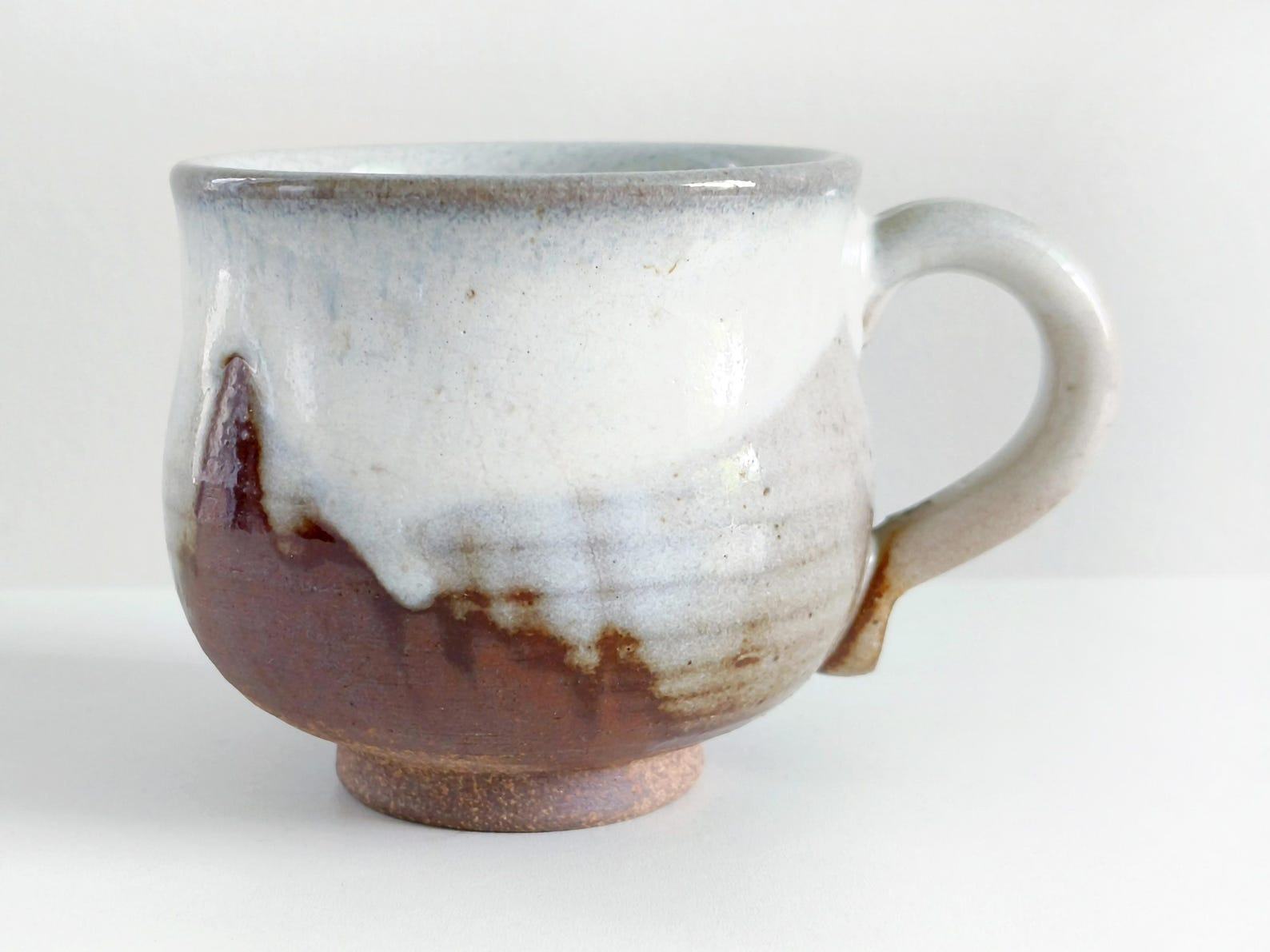 Exquisite 5.1oz Japanese Ceramic Coffee Cup A Symphony of White and Brown - Image 2