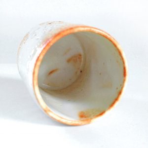 Exquisite 5.4oz Japanese Shino Ware Tea Cup Handcrafted Ceramic Masterpiece with Vibrant Orange and Red Accents