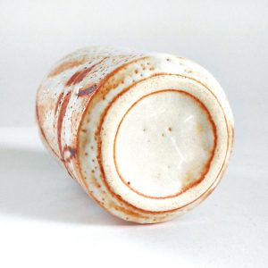 Exquisite 5.4oz Japanese Shino Ware Tea Cup Handcrafted Ceramic Masterpiece with Vibrant Orange and Red Accents