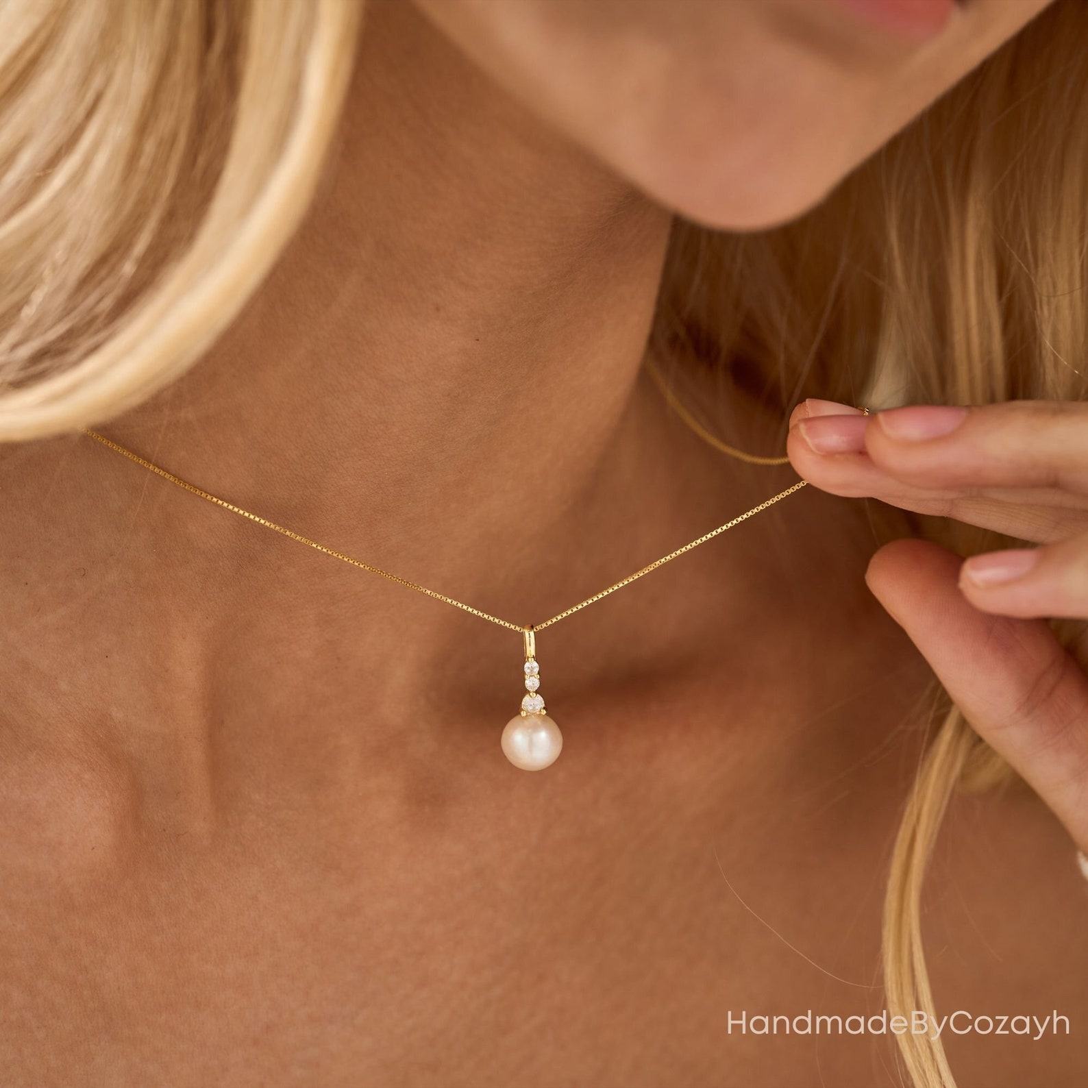 Exquisite 925 Sterling Silver Pearl Necklace with Diamond A Timeless Treasure for Bridesmaids and Weddings