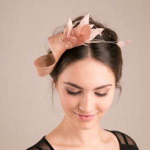 Exquisite Almond Beige Feather Fascinator Adorn Your Elegance with Feminine Grace