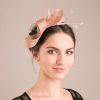 Exquisite Almond Beige Feather Fascinator Adorn Your Elegance with Feminine Grace