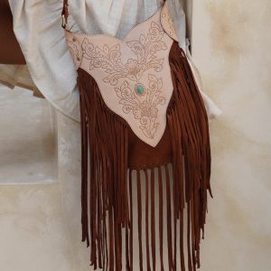Exquisite Bohemian Brown Leather Fringe Carved Crossbody A Western Purse with Unparalleled Charm