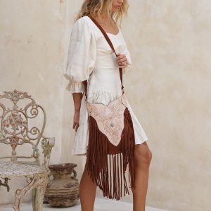 Exquisite Bohemian Brown Leather Fringe Carved Crossbody A Western Purse with Unparalleled Charm