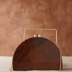 Exquisite Brown Handcrafted Wooden Clutch A Timeless Accessory for Special Occasions