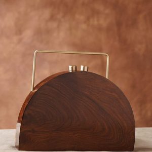 Exquisite Brown Handcrafted Wooden Clutch A Timeless Accessory for Special Occasions