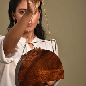 Exquisite Brown Handcrafted Wooden Clutch A Timeless Accessory for Special Occasions