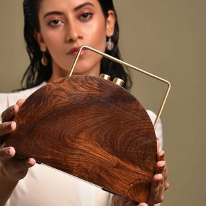 Exquisite Brown Handcrafted Wooden Clutch A Timeless Accessory for Special Occasions