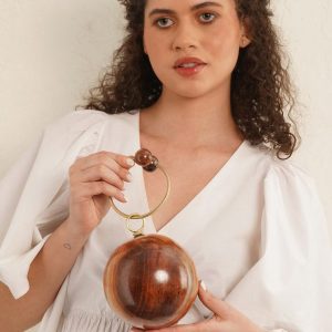 Exquisite Brown Handcrafted Wooden Clutch A Timeless Evening Accessory