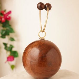 Exquisite Brown Handcrafted Wooden Clutch A Timeless Evening Accessory