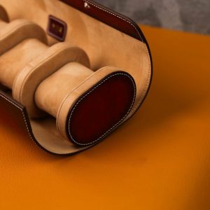 Exquisite Burgundy Veg-Tan Leather Watch Roll Protect Your Timepieces in Style
