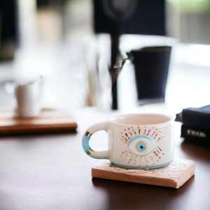 Exquisite Ceramic Mug with Custom Wood Slice Item Box A Timeless Treasure for Coffee and Tea Aficionados